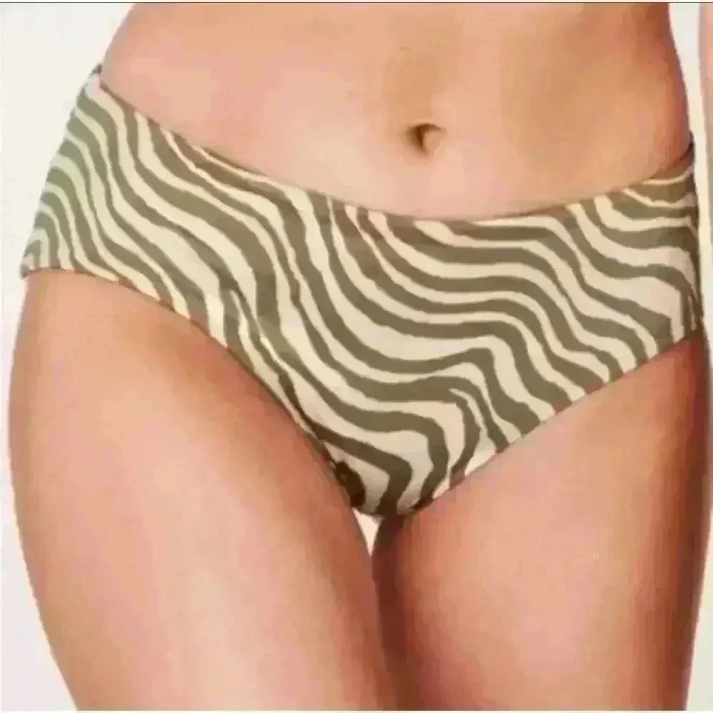 Andie The‎ Hipster Olive/Beige Swimsuit Bottom, Medium